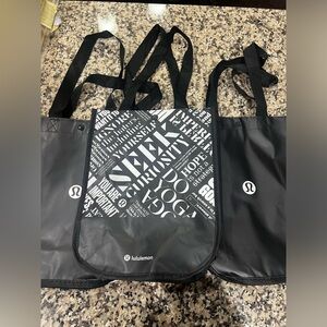 Bundle of 3 Black Lululemon Athletica Reusable bags.